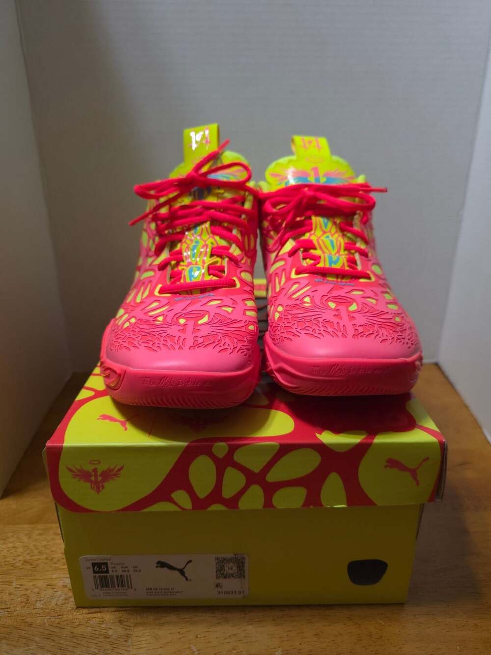 Puma x LaMelo Ball MB.04 1Love Jr Basketball Shoes Pink Alert Yellow Alert